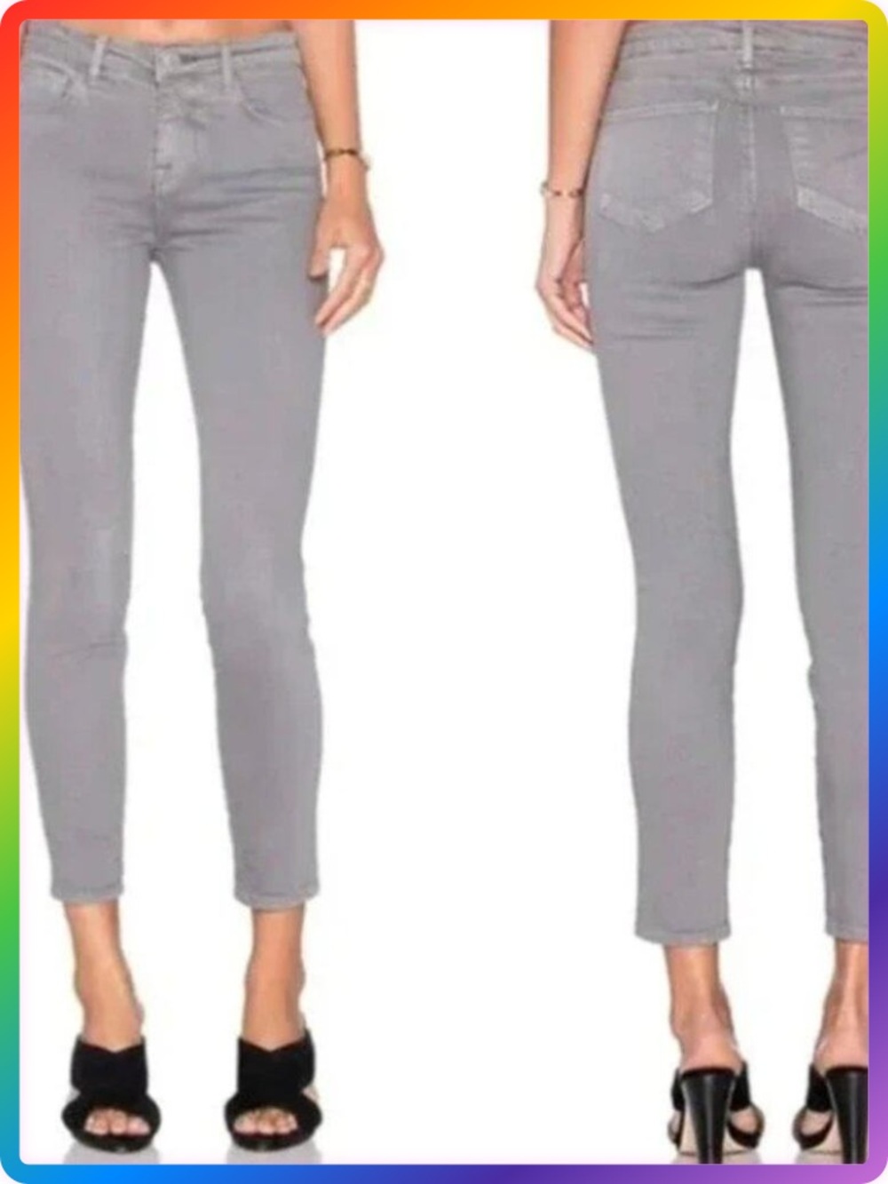 LAgence Chantal Skinny Jeans 26 Gray Low Rise Slim Stretch Denim USA Made